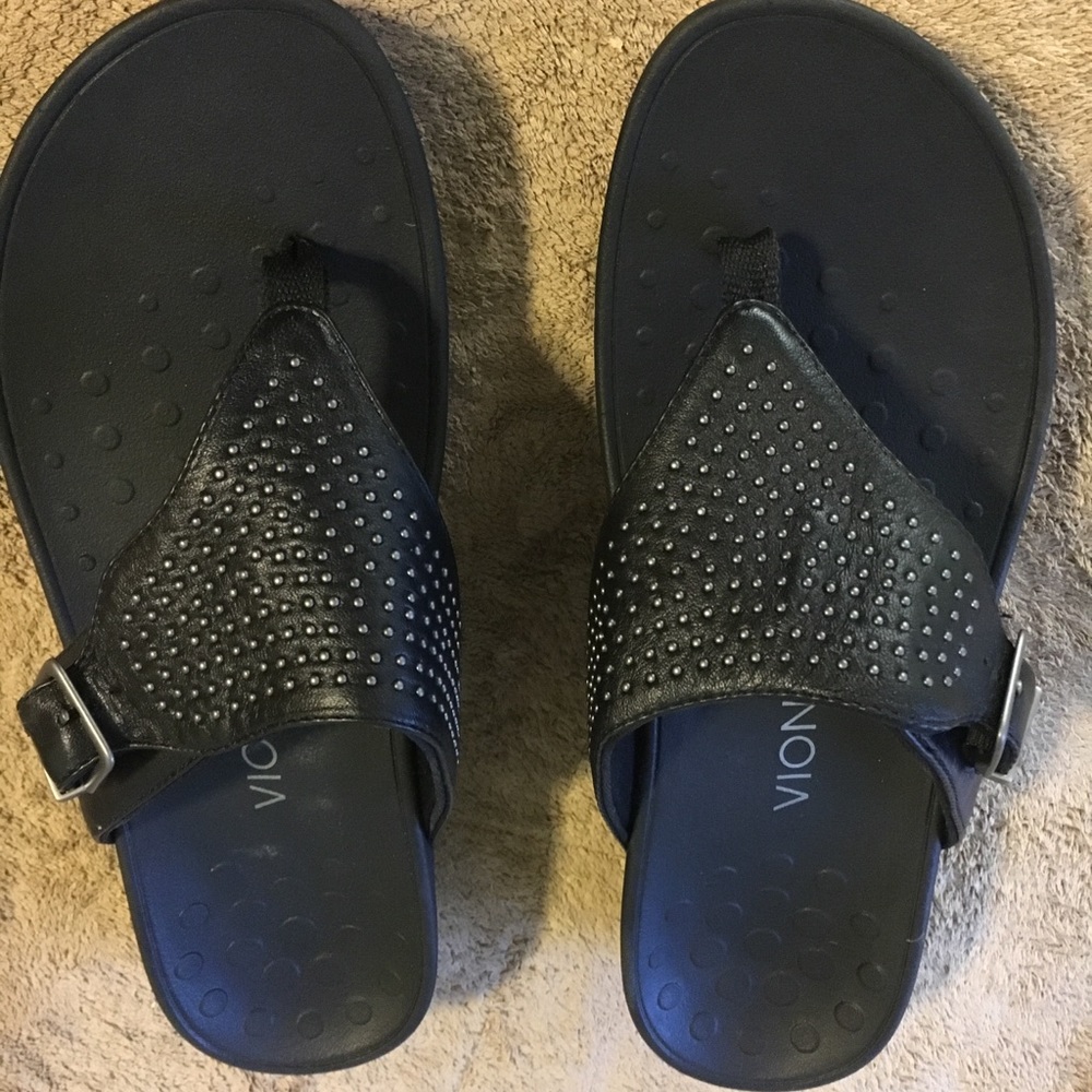 Vionic sandals flip flop wedge, Black size 10, NIB